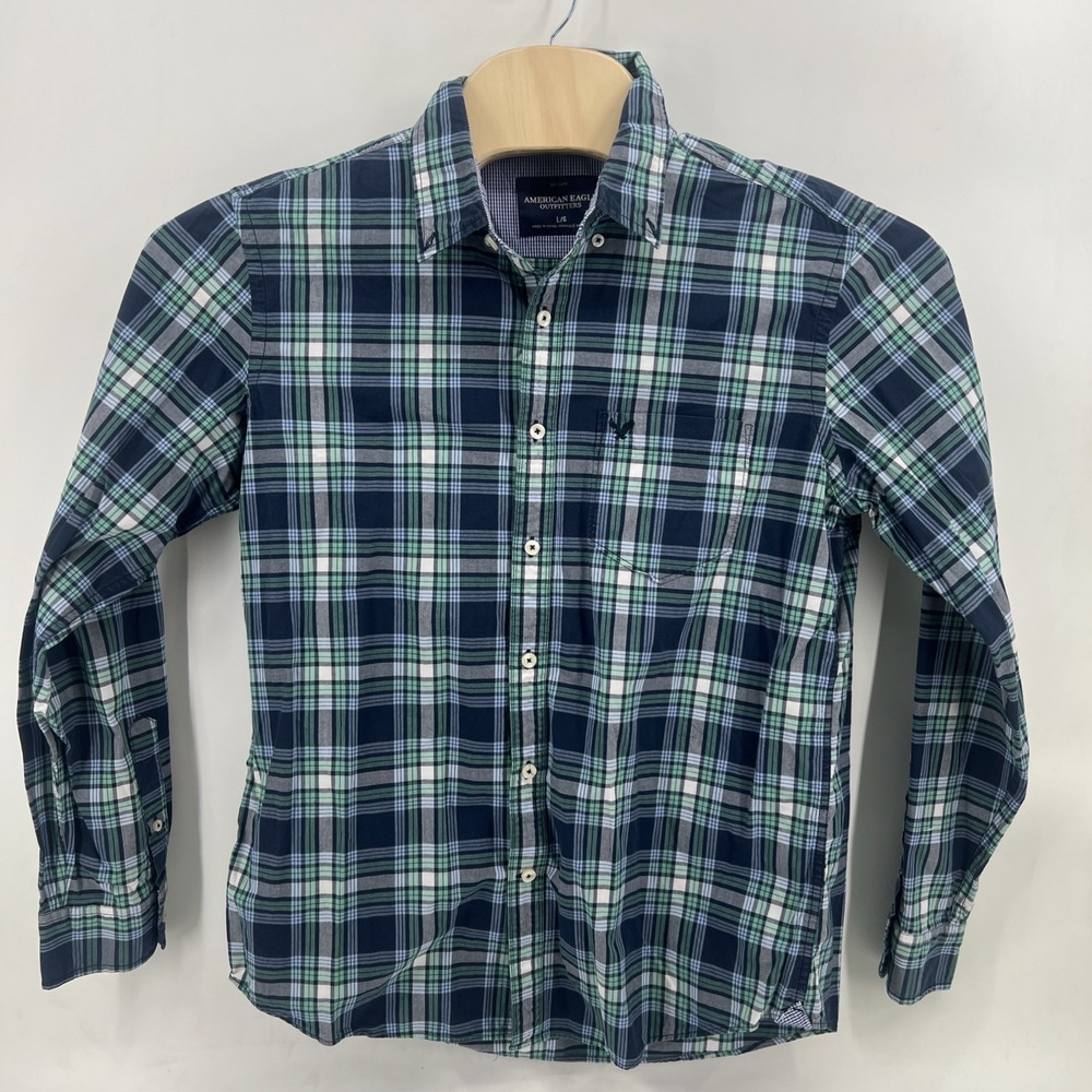 American Eagle Outfitters Flannel Shirt Mens Large Multicolor Plaid Button Down